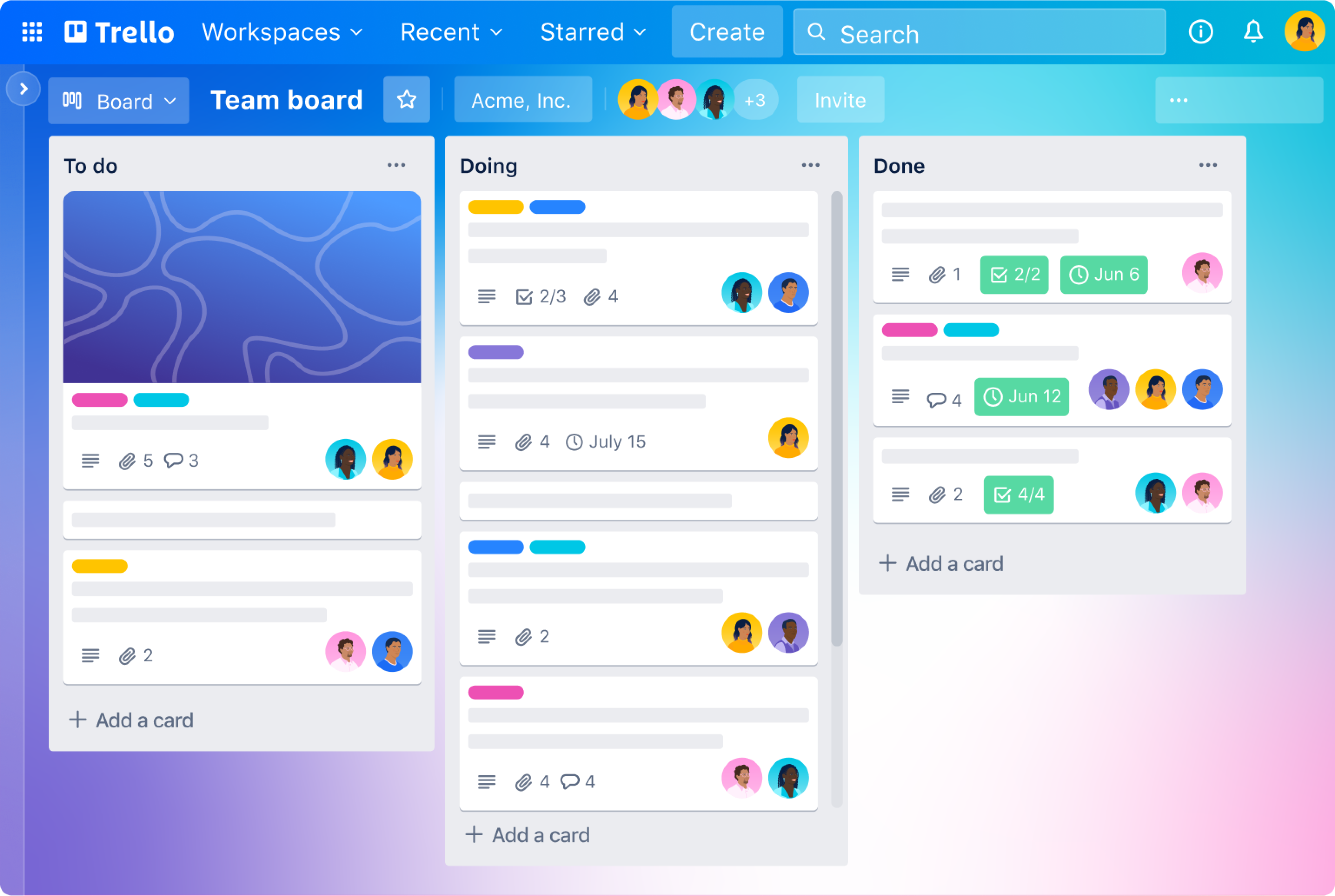 Trello image of dashboard